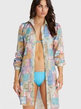 NWT AQUA BLU BRINDLE ODILIA BEACH SHIRT size S